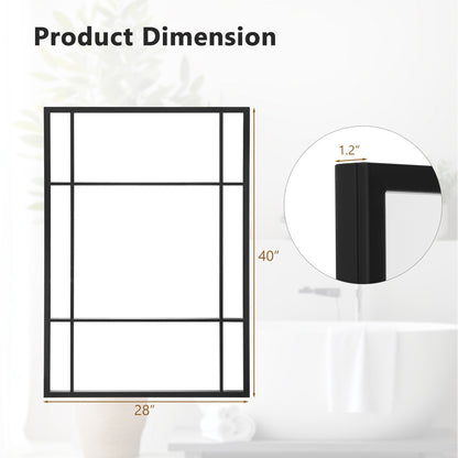 40 x 28 Inch Metal Framed Wall Mirror – Decorative Hanging Mirror