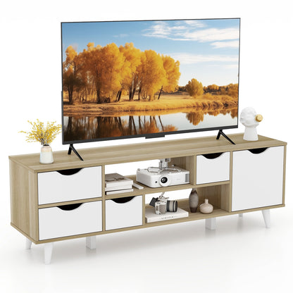Elegant 55 Inch TV Console with 4 Drawers and 2 Open Shelves for Organized Media Storage