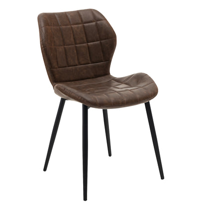 Modern Dining Chairs with Padded Backrest Metal Legs and Adjustable Foot Pads in Brown Set of 2