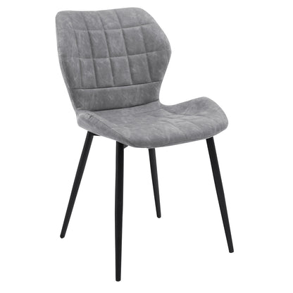 Modern Dining Chairs with Padded Backrest Metal Legs and Adjustable Foot Pads in Grey Set of 2