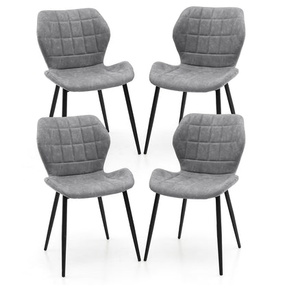 Modern Dining Chairs with Padded Backrest Metal Legs and Adjustable Foot Pads in Grey Set of 2