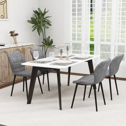 Modern Dining Chairs with Padded Backrest Metal Legs and Adjustable Foot Pads in Grey Set of 2