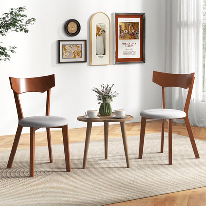 Wooden Dining Chairs with Rubber Wood Legs and Padded Seat Set of 2