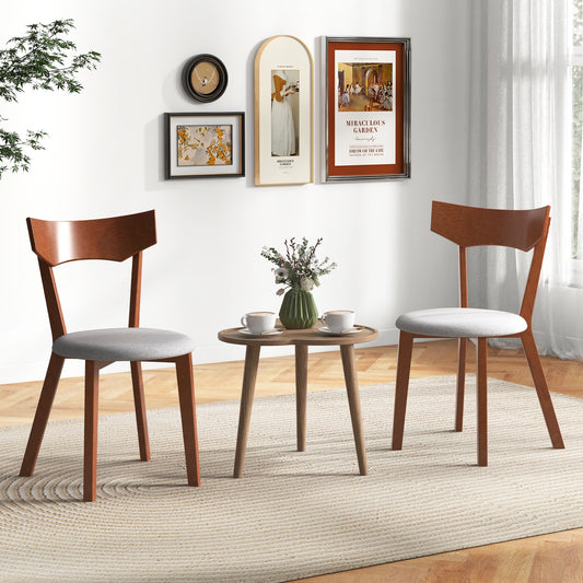 Wooden Dining Chairs with Rubber Wood Legs and Padded Seat Set of 2