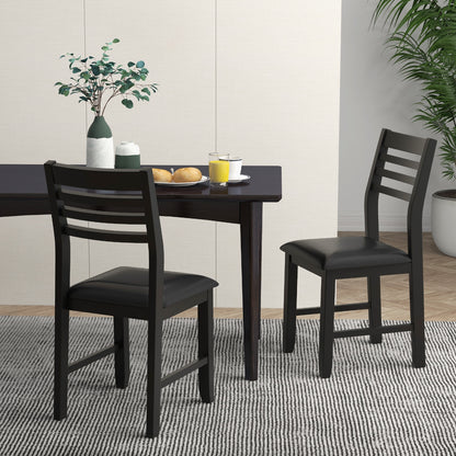 Set of 2 Wooden Dining Chairs with Cushioned Seat and Rubber Wood Frame – Black