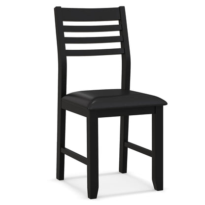 Set of 2 Wooden Dining Chairs with Cushioned Seat and Rubber Wood Frame – Black