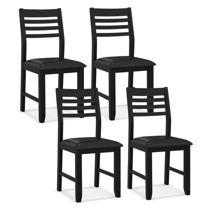 Set of 2 Wooden Dining Chairs with Cushioned Seat and Rubber Wood Frame – Black