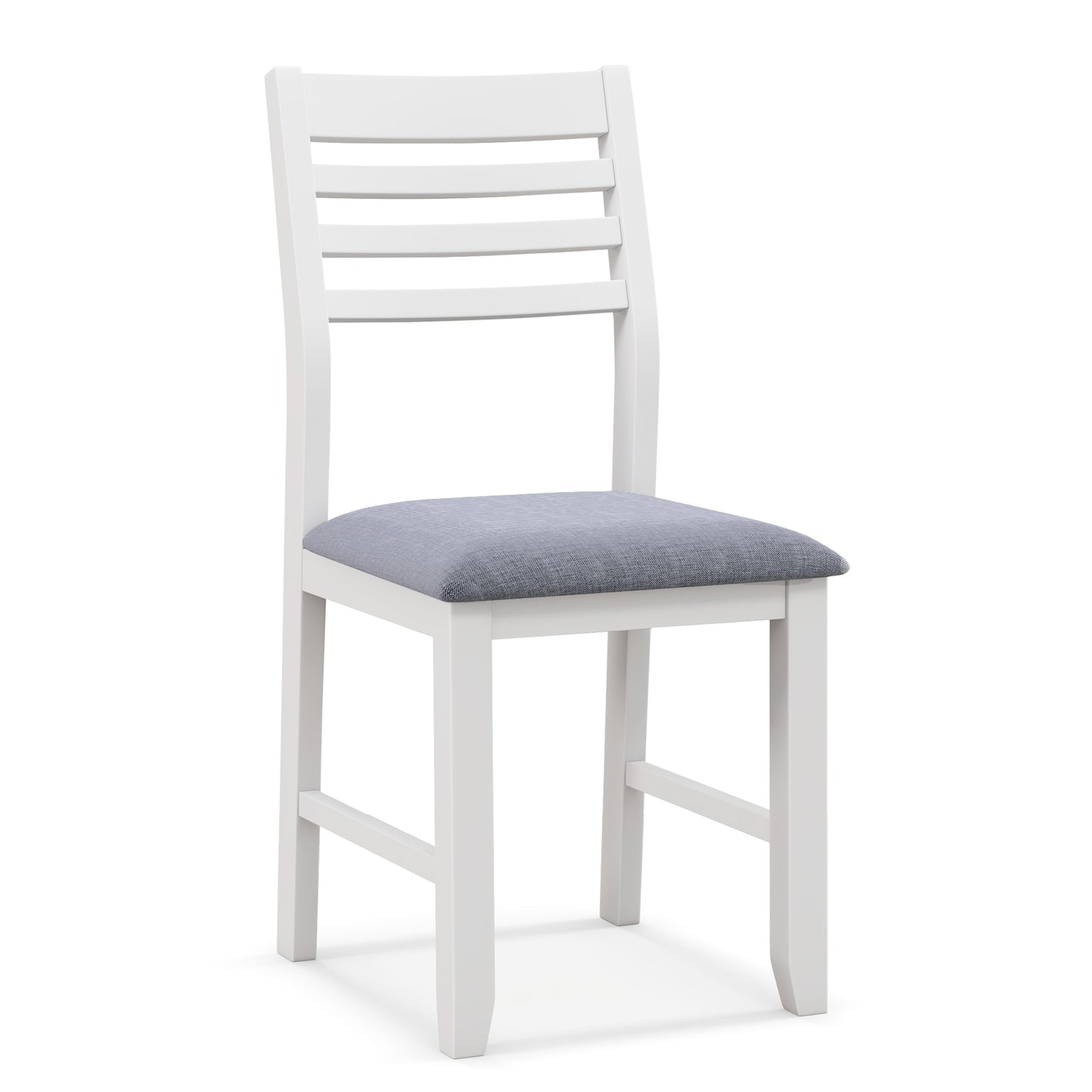 Set of 2 Wooden Dining Chairs with Cushioned Seat and Rubber Wood Frame – White
