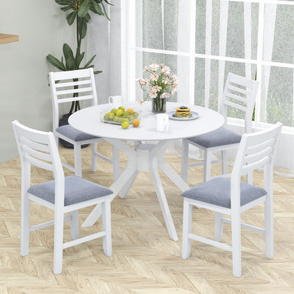 Set of 2 Wooden Dining Chairs with Cushioned Seat and Rubber Wood Frame – White