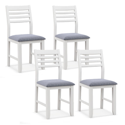 Set of 2 Wooden Dining Chairs with Cushioned Seat and Rubber Wood Frame – White