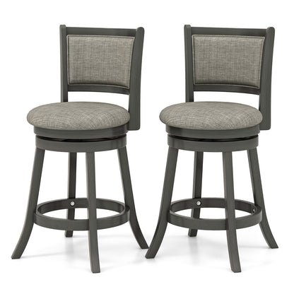 Set of 2 Swivel Bar Stools with Soft Padded Back and Seat 26.5 Inch