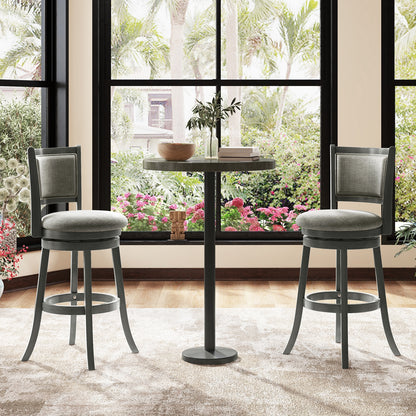 Set of 2 Swivel Bar Stools with Soft Padded Back and Seat 30.5 Inch