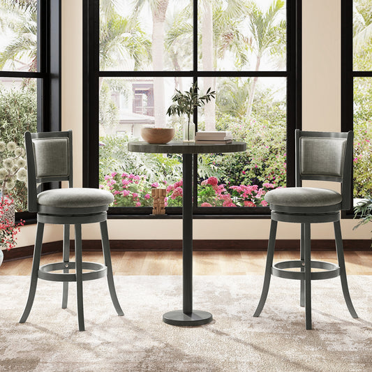 Set of 2 Swivel Bar Stools with Soft Padded Back and Seat 30.5 Inch