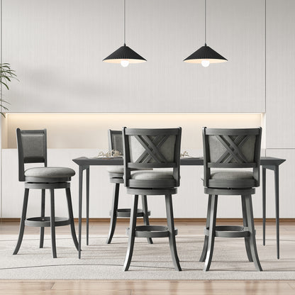 Set of 2 Swivel Bar Stools with Soft Padded Back and Seat 30.5 Inch