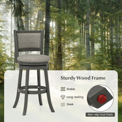 Set of 2 Swivel Bar Stools with Soft Padded Back and Seat 30.5 Inch