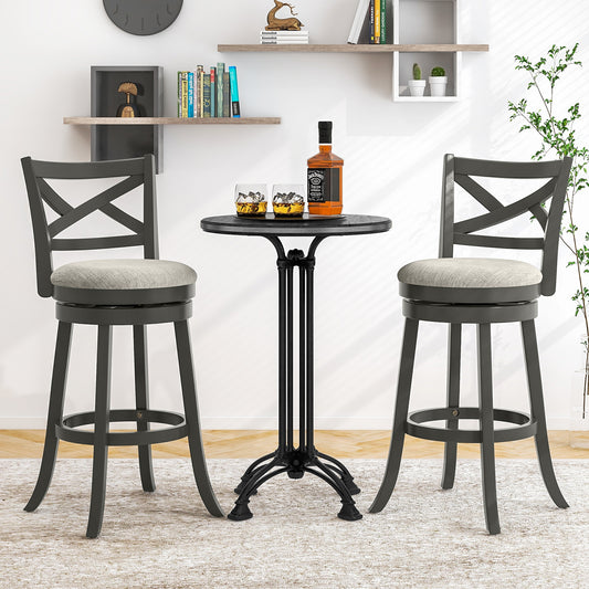 Swivel Bar Stools with Hollow Back and Plush Padded Seat 31 Inch – Set of 2