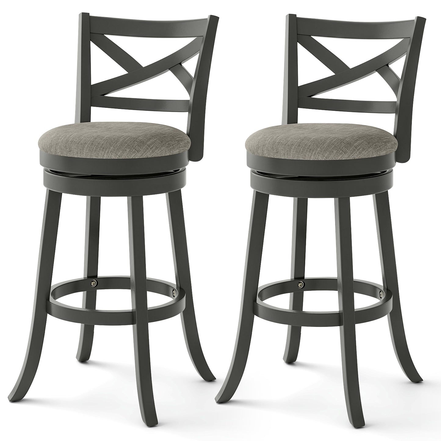 Swivel Bar Stools with Hollow Back and Plush Padded Seat 31 Inch – Set of 2