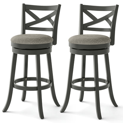 Swivel Bar Stools with Hollow Back and Plush Padded Seat 31 Inch – Set of 2