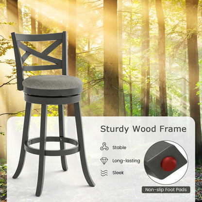 Swivel Bar Stools with Hollow Back and Plush Padded Seat 31 Inch – Set of 2