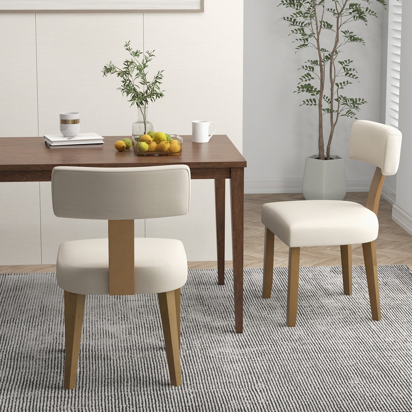 Dining Chairs with Curved Backrest and Padded Seat for Comfort - Set of 2