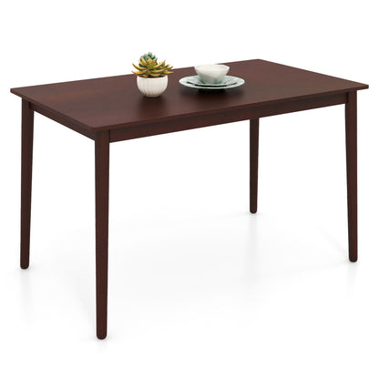 48 Inch Rectangular Dining Table for 4 with Solid Rubber Wood Legs and Wood Grain Finish