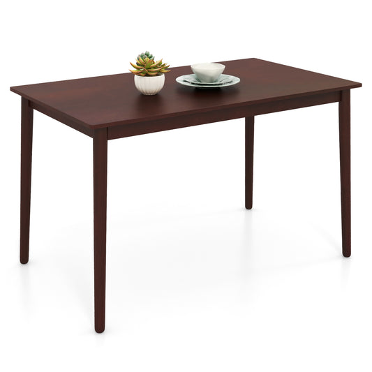 48 Inch Rectangular Dining Table for 4 with Solid Rubber Wood Legs and Wood Grain Finish