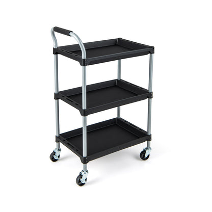 Heavy Duty 3-Tier Rolling Tool Cart with Durable PP Shelves and Comfortable Handle