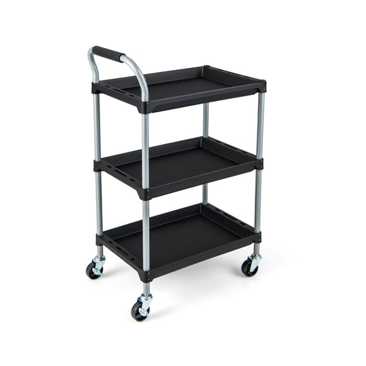 Heavy Duty 3-Tier Rolling Tool Cart with Durable PP Shelves and Comfortable Handle