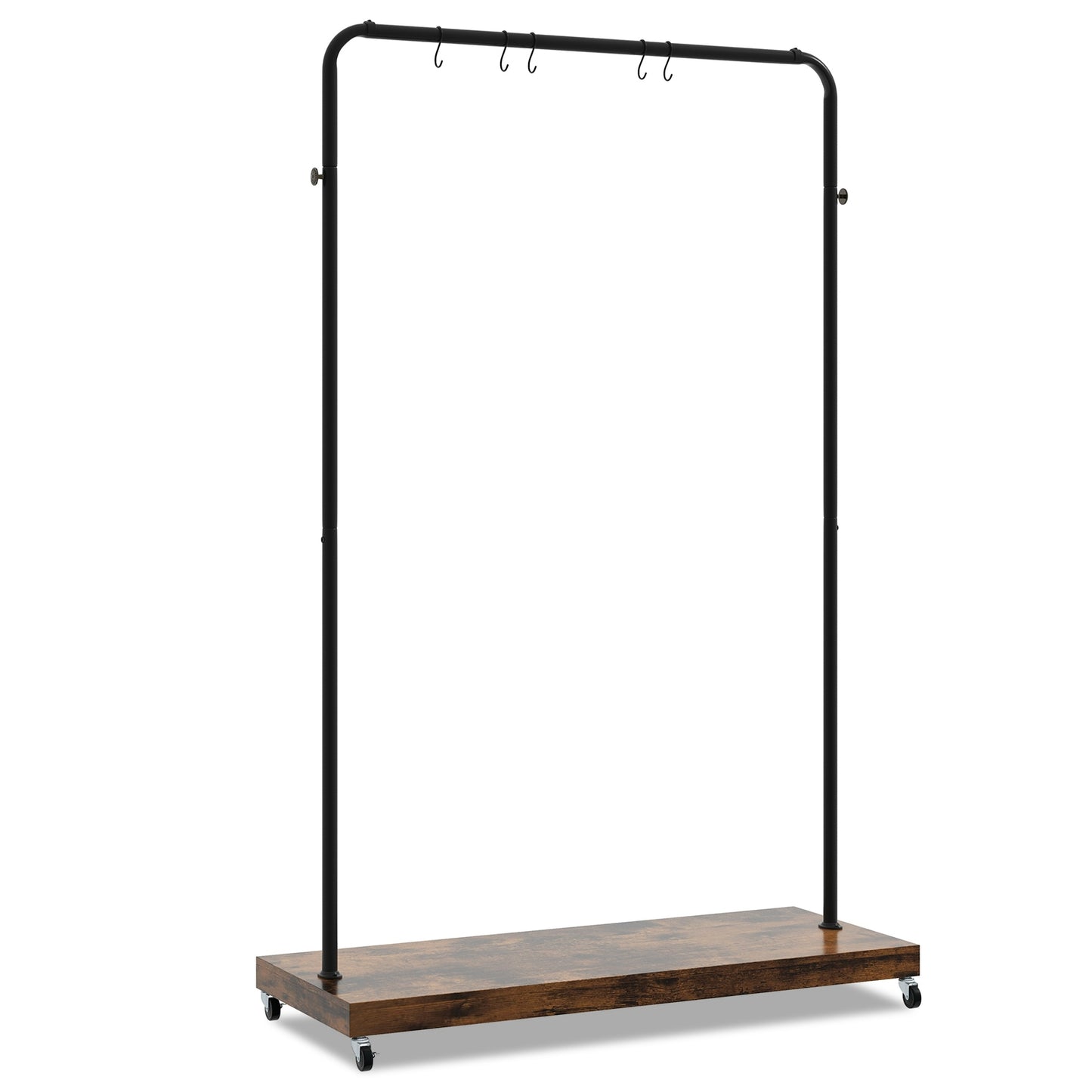 Wheeled Wardrobe Rack with Storage Shelf and Accessory Hooks