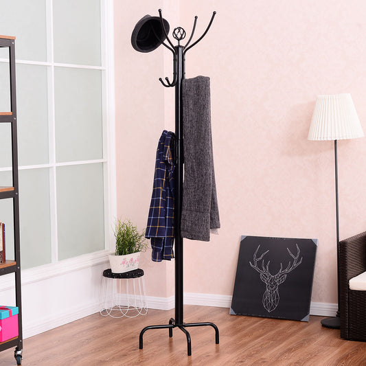 Freestanding Metal Coat Rack with 3 Tiers and 12 Hooks for Entryway or Bedroom