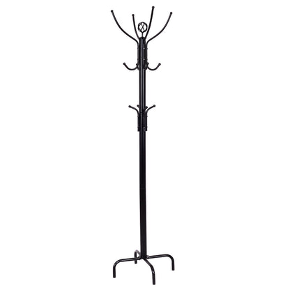 Freestanding Metal Coat Rack with 3 Tiers and 12 Hooks for Entryway or Bedroom