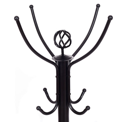 Freestanding Metal Coat Rack with 3 Tiers and 12 Hooks for Entryway or Bedroom