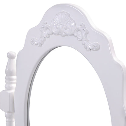 Makeup Vanity Set with 360° Oval Mirror, 3 Storage Drawers, and Cushioned Stool
