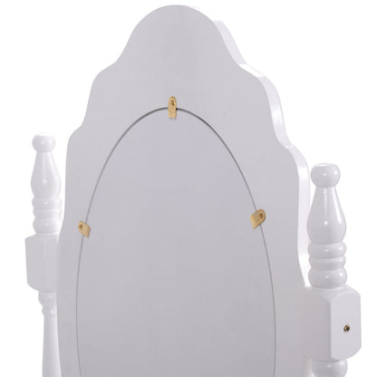Makeup Vanity Set with 360° Oval Mirror, 3 Storage Drawers, and Cushioned Stool
